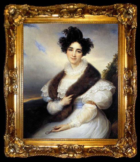 framed  KINSOEN, Francois Joseph Portrait of Marie J. Lafont-Porcher, ta009-2